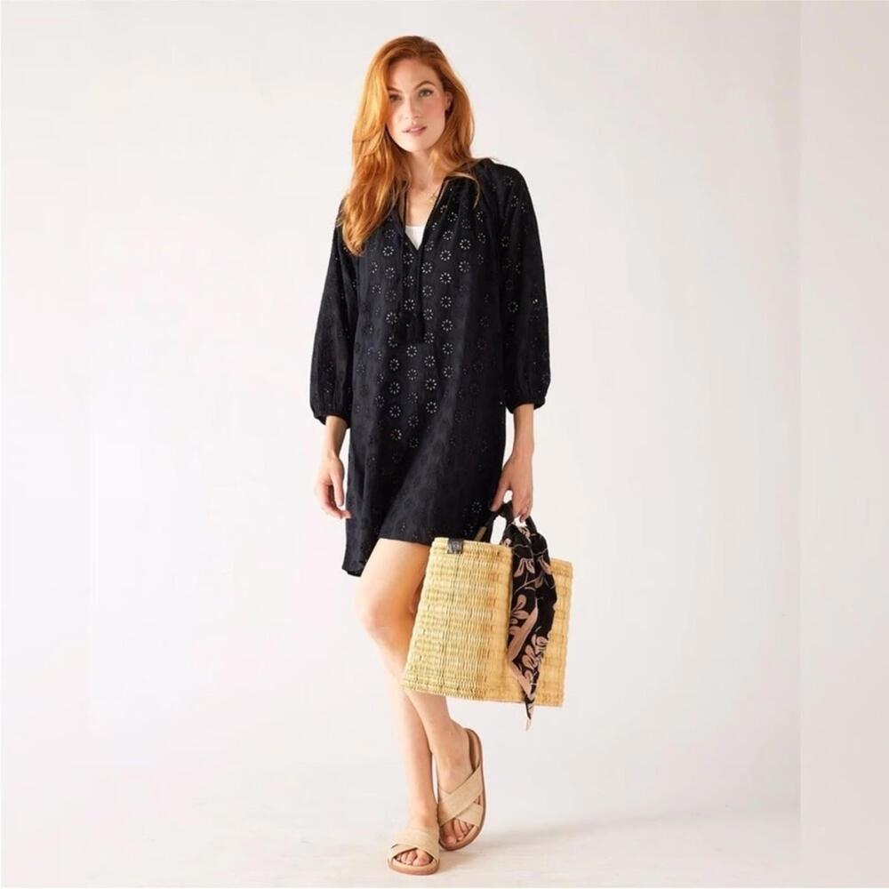 Black Eyelet Tunic Dress - Women's Casual Dress